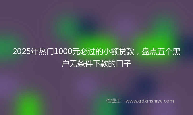 2025年热门1000元必过的小额贷款，盘点五个黑户无条件下款的口子