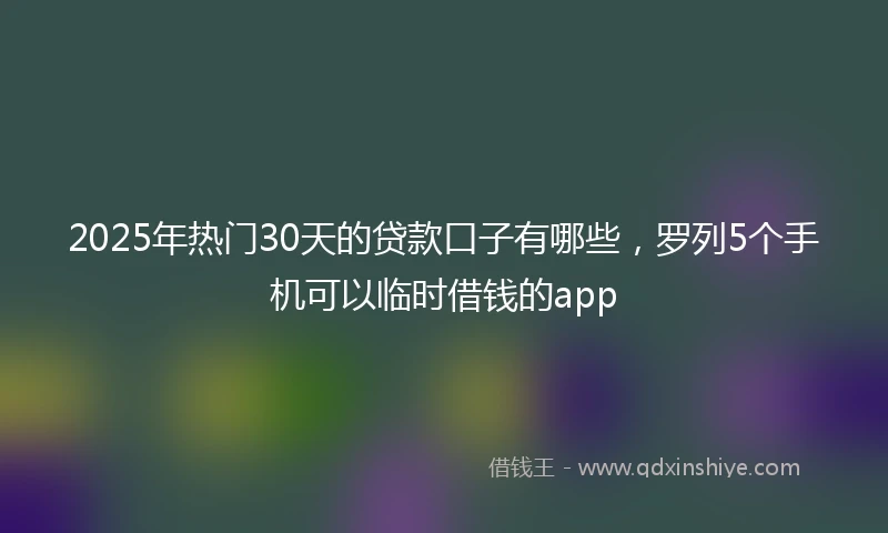 2025年热门30天的贷款口子有哪些，罗列5个手机可以临时借钱的app