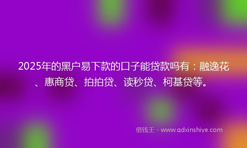 2025年的黑户易下款的口子能贷款吗有：融逸花、惠商贷、拍拍贷、读秒贷、柯基贷等。