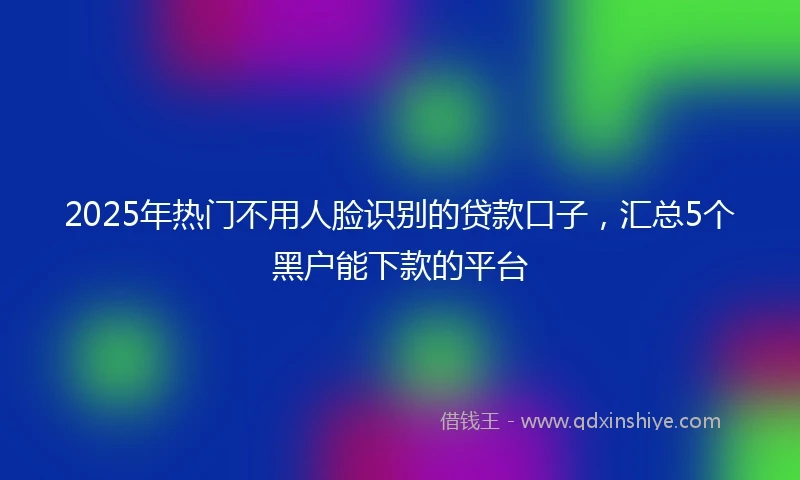 2025年热门不用人脸识别的贷款口子，汇总5个黑户能下款的平台