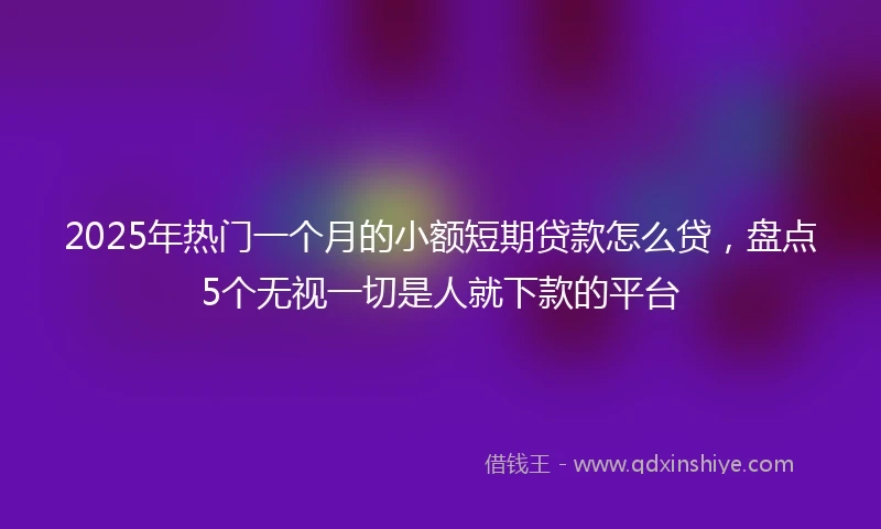 2025年热门一个月的小额短期贷款怎么贷，盘点5个无视一切是人就下款的平台