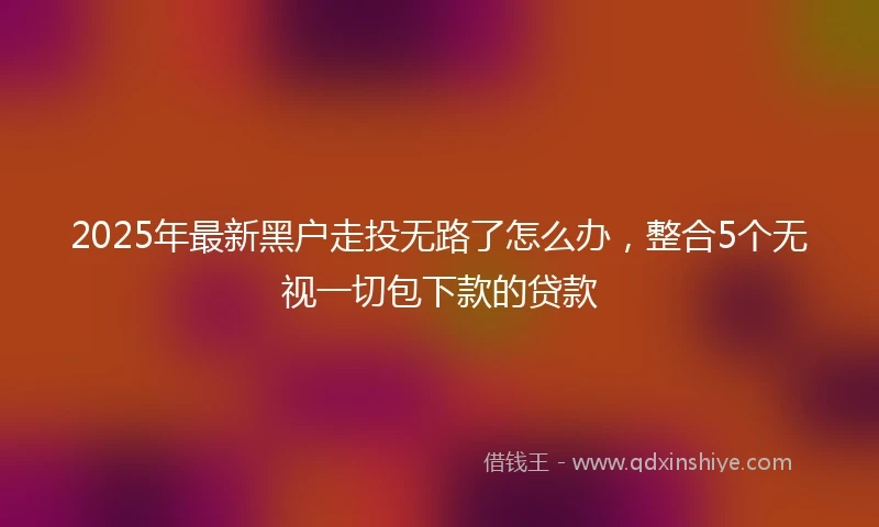 2025年最新黑户走投无路了怎么办,整合5个无视一切包下款的贷款