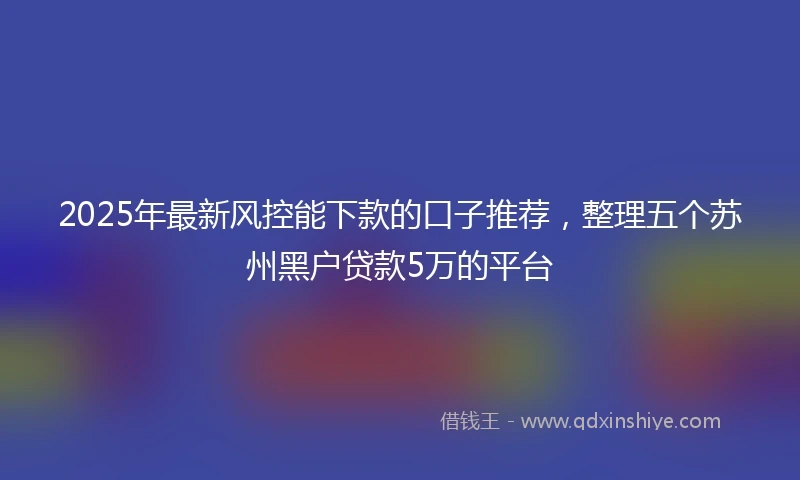 2025年最新风控能下款的口子推荐，整理五个苏州黑户贷款5万的平台