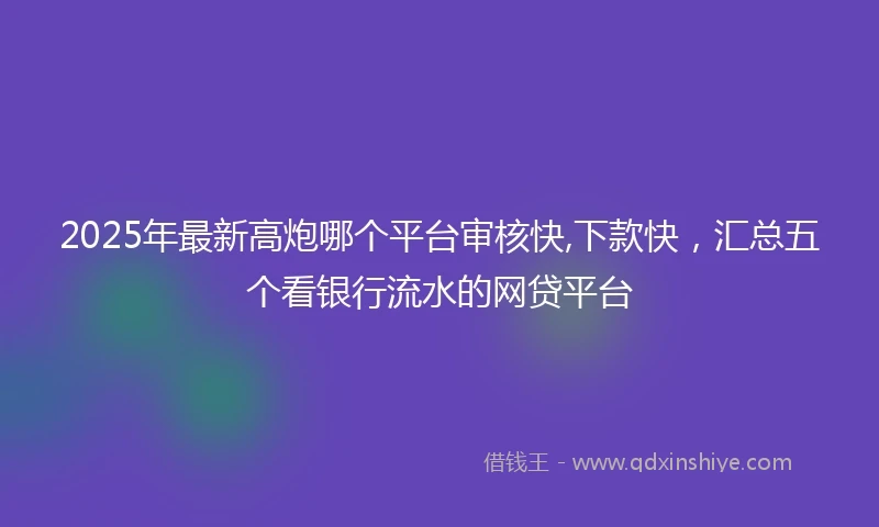 2025年最新高炮哪个平台审核快,下款快，汇总五个看银行流水的网贷平台