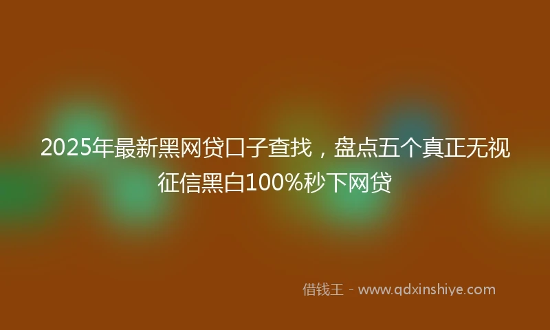 2025年最新黑网贷口子查找，盘点五个真正无视征信黑白100%秒下网贷