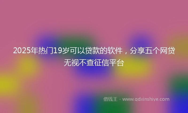 2025年热门19岁可以贷款的软件，分享五个网贷无视不查征信平台