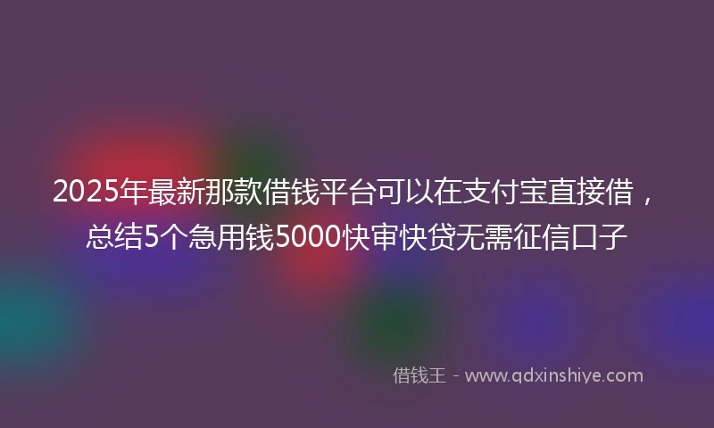 2025年最新那款借钱平台可以在支付宝直接借，总结5个急用钱5000快审快贷无需征信口子