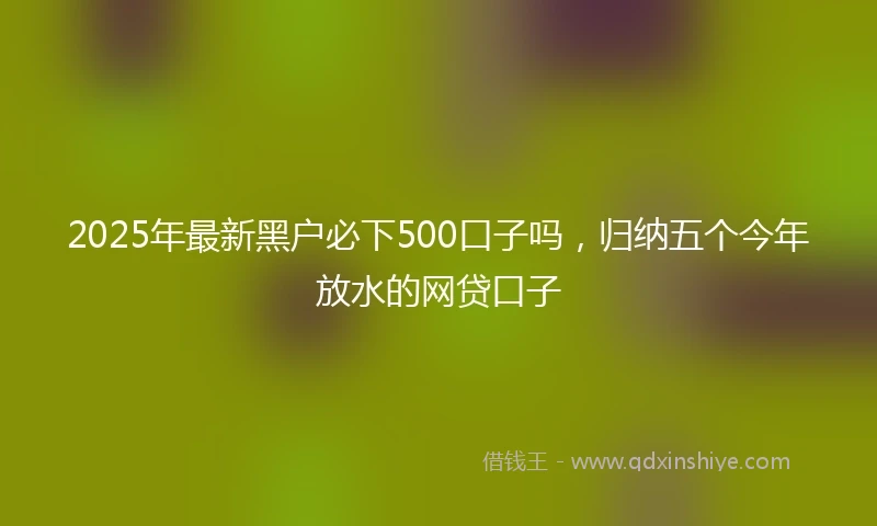 2025年最新黑户必下500口子吗，归纳五个今年放水的网贷口子