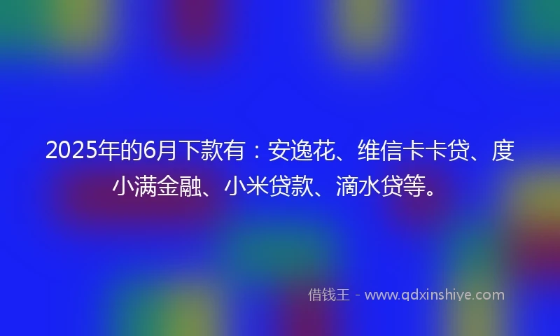 2025年的6月下款有：安逸花、维信卡卡贷、度小满金融、小米贷款、滴水贷等。