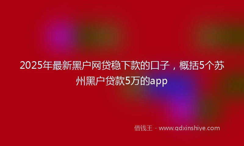 2025年最新黑户网贷稳下款的口子，概括5个苏州黑户贷款5万的app