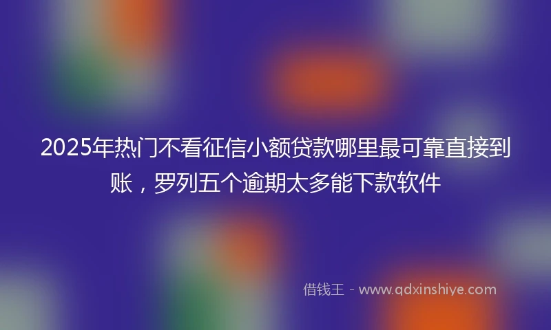 2025年热门不看征信小额贷款哪里最可靠直接到账，罗列五个逾期太多能下款软件