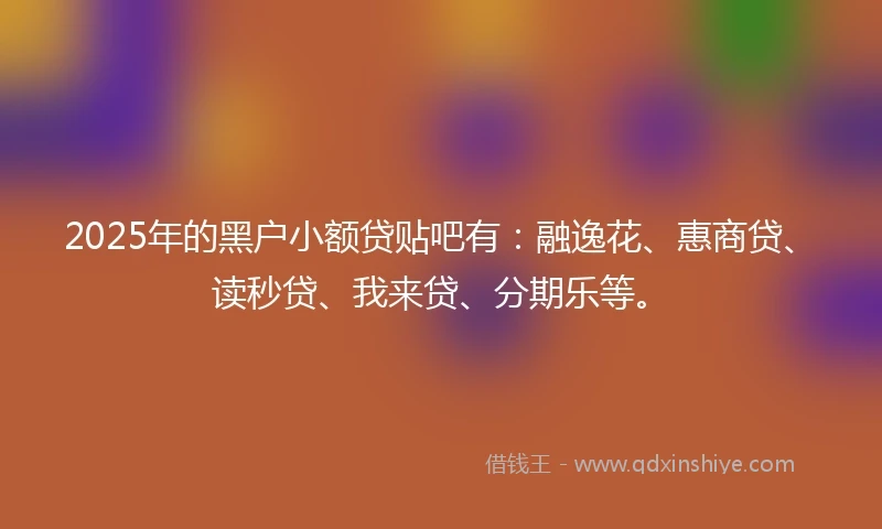 2025年的黑户小额贷贴吧有：融逸花、惠商贷、读秒贷、我来贷、分期乐等。