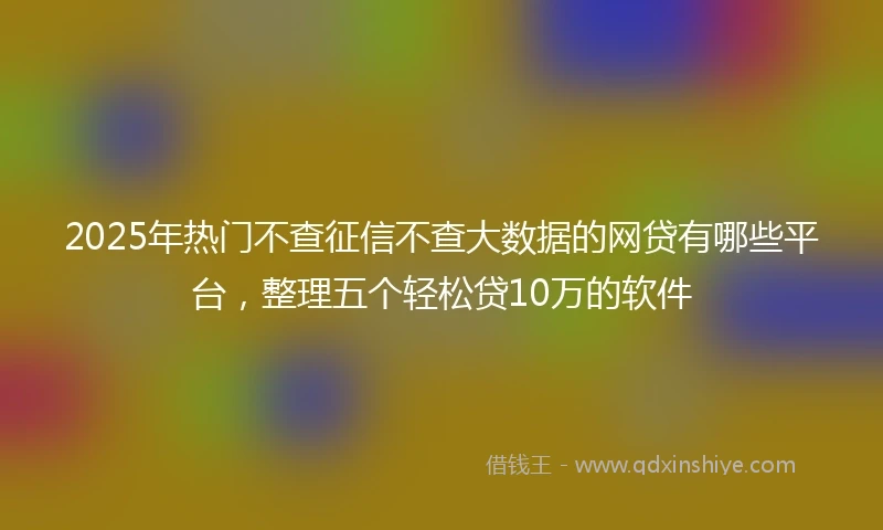 2025年热门不查征信不查大数据的网贷有哪些平台，整理五个轻松贷10万的软件