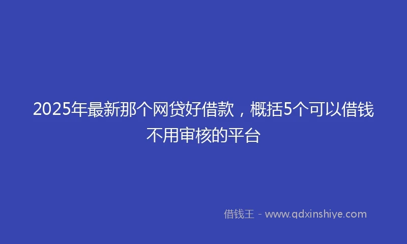 2025年最新那个网贷好借款，概括5个可以借钱不用审核的平台