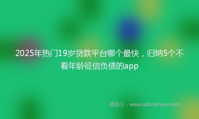 2025年热门19岁贷款平台哪个最快，归纳5个不看年龄征信负债的app