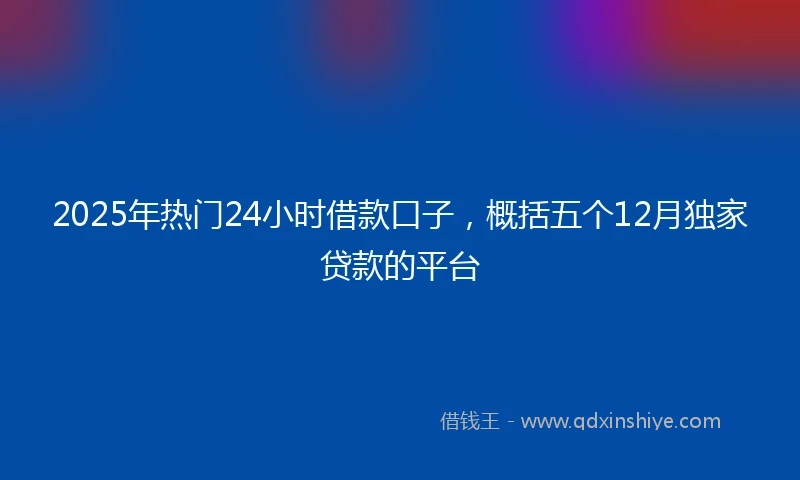 2025年热门24小时借款口子，概括五个12月独家贷款的平台