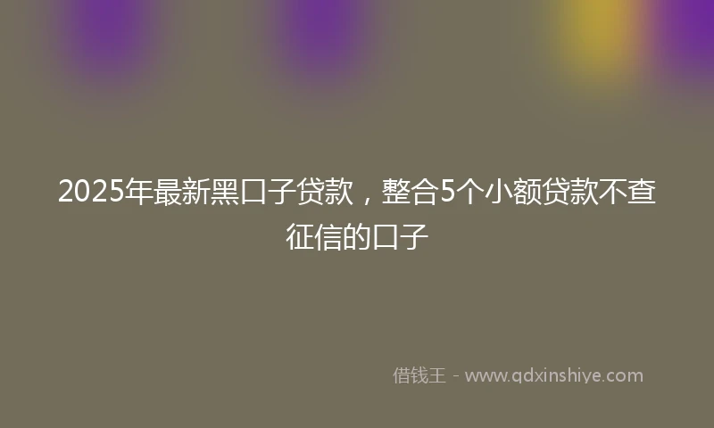 2025年最新黑口子贷款，整合5个小额贷款不查征信的口子