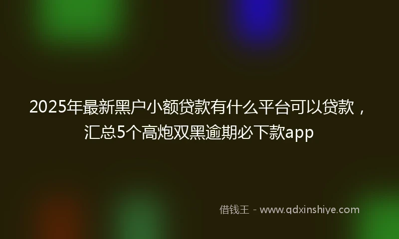 2025年最新黑户小额贷款有什么平台可以贷款，汇总5个高炮双黑逾期必下款app