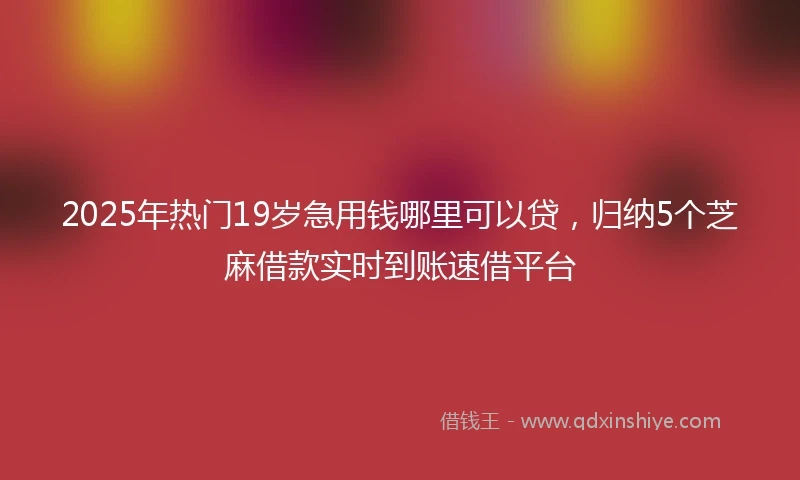 2025年热门19岁急用钱哪里可以贷，归纳5个芝麻借款实时到账速借平台