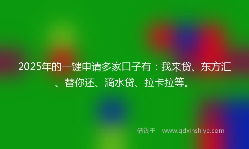 2025年的一键申请多家口子有：我来贷、东方汇、替你还、滴水贷、拉卡拉等。