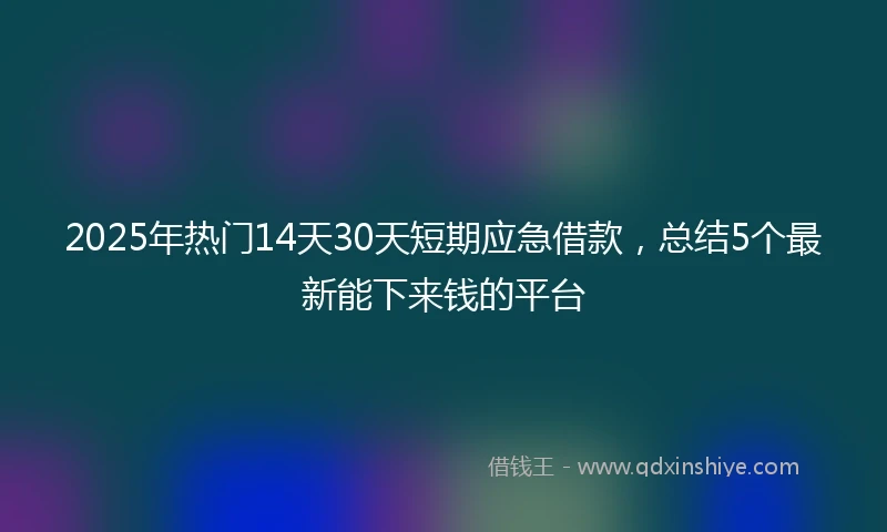 2025年热门14天30天短期应急借款，总结5个最新能下来钱的平台