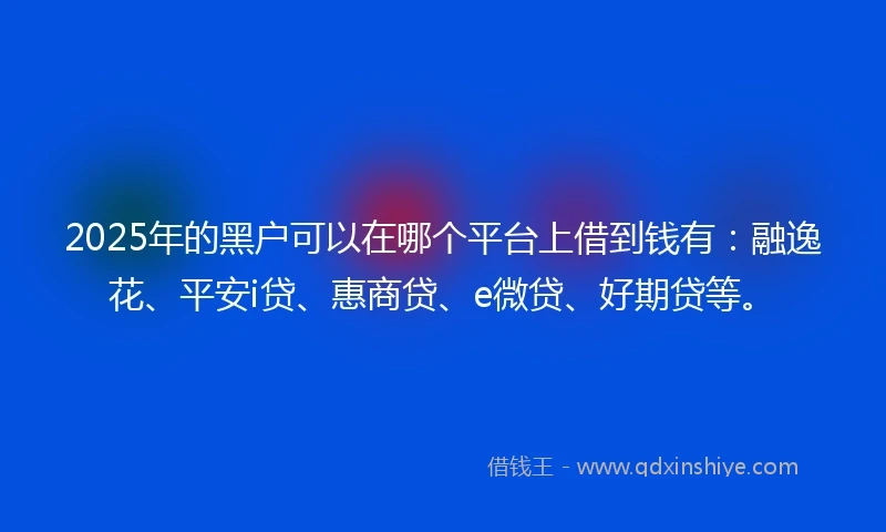 2025年的黑户可以在哪个平台上借到钱有：融逸花、平安i贷、惠商贷、e微贷、好期贷等。