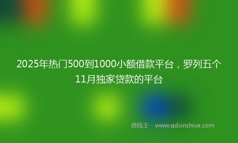 2025年热门500到1000小额借款平台，罗列五个11月独家贷款的平台