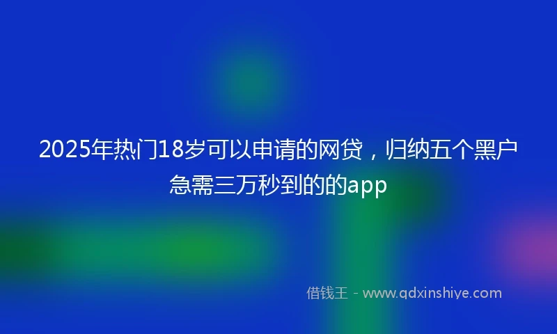 2025年热门18岁可以申请的网贷,归纳五个黑户急需三万秒到的的app