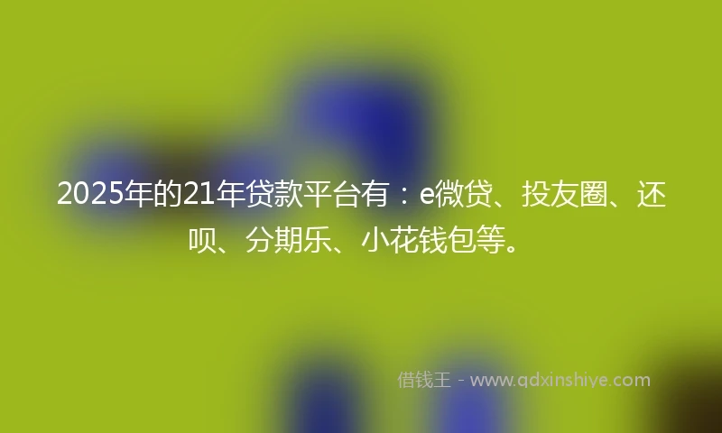 2025年的21年贷款平台有：e微贷、投友圈、还呗、分期乐、小花钱包等。