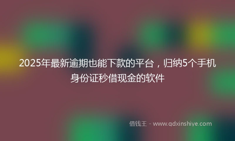 2025年最新逾期也能下款的平台，归纳5个手机身份证秒借现金的软件