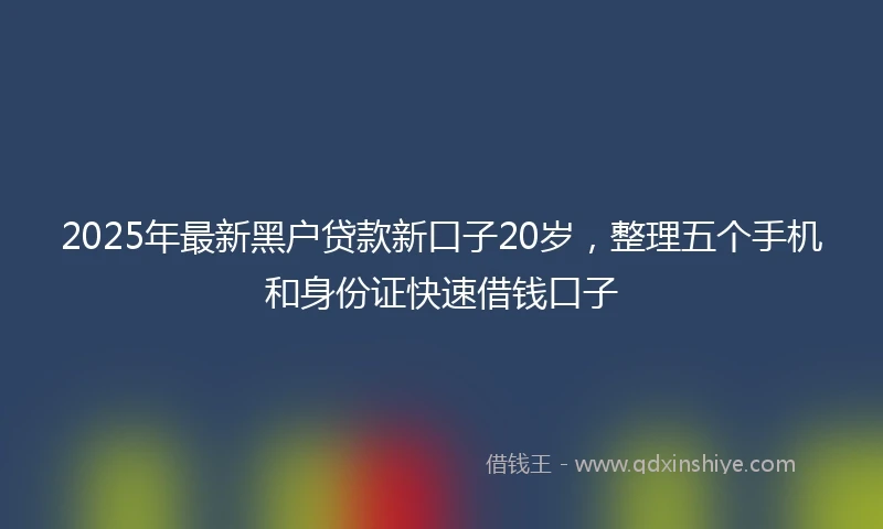 2025年最新黑户贷款新口子20岁，整理五个手机和身份证快速借钱口子
