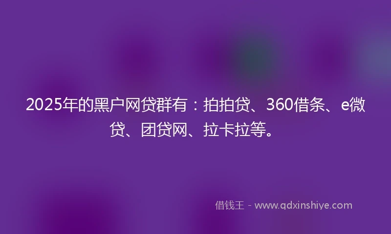 2025年的黑户网贷群有：拍拍贷、360借条、e微贷、团贷网、拉卡拉等。