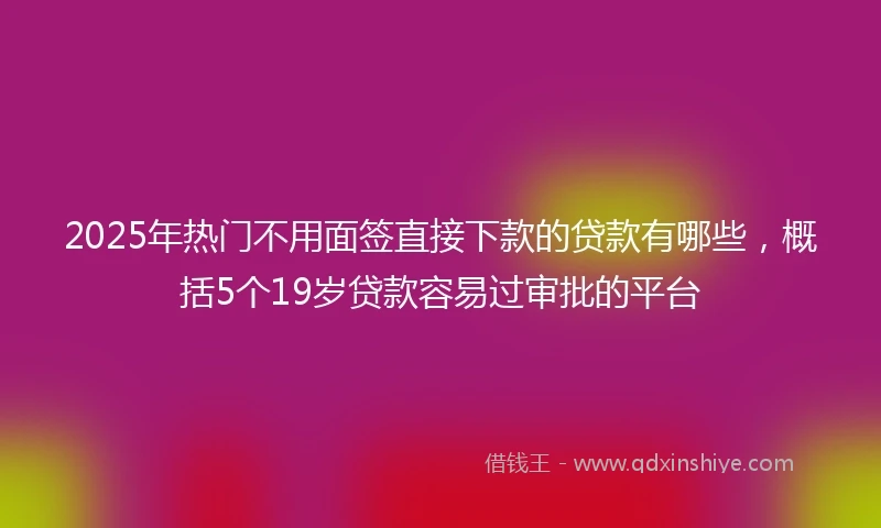 2025年热门不用面签直接下款的贷款有哪些，概括5个19岁贷款容易过审批的平台