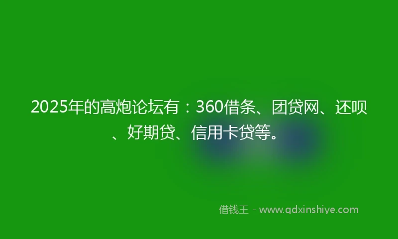 2025年的高炮论坛有：360借条、团贷网、还呗、好期贷、信用卡贷等。