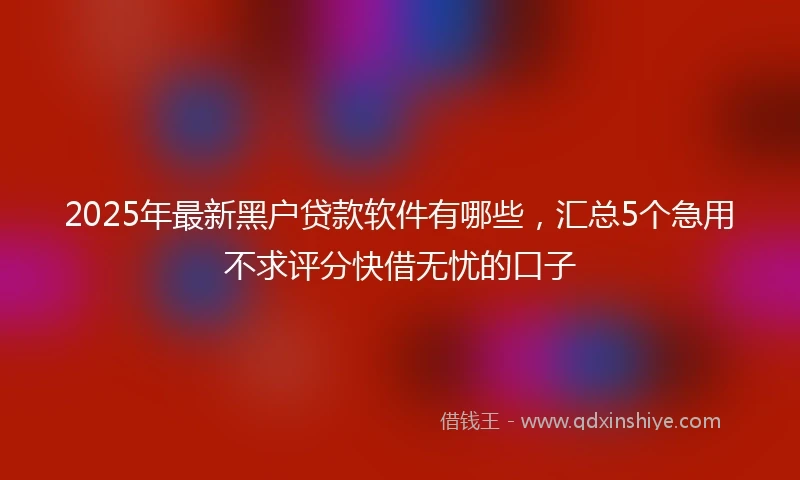 2025年最新黑户贷款软件有哪些，汇总5个急用不求评分快借无忧的口子
