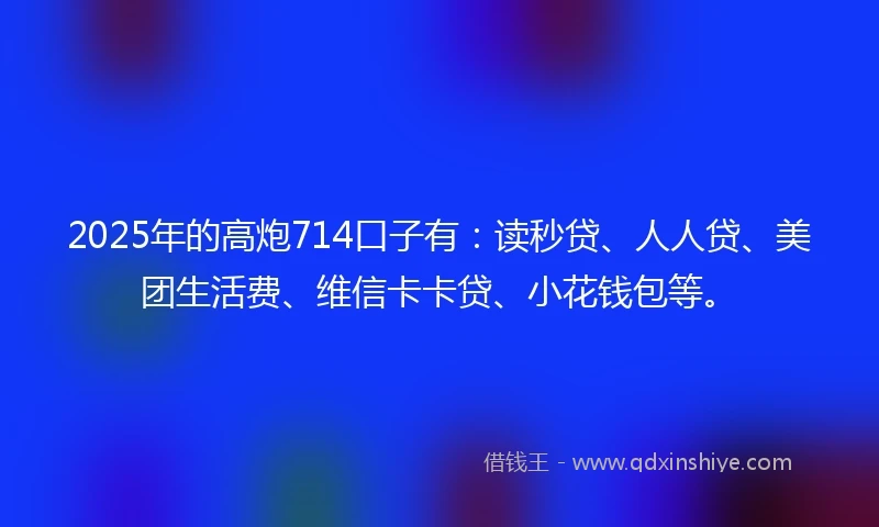 2025年的高炮714口子有：读秒贷、人人贷、美团生活费、维信卡卡贷、小花钱包等。