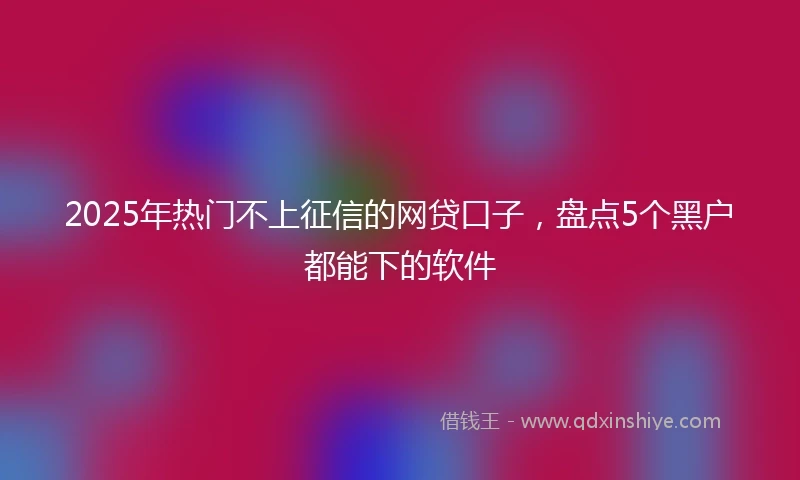 2025年热门不上征信的网贷口子，盘点5个黑户都能下的软件