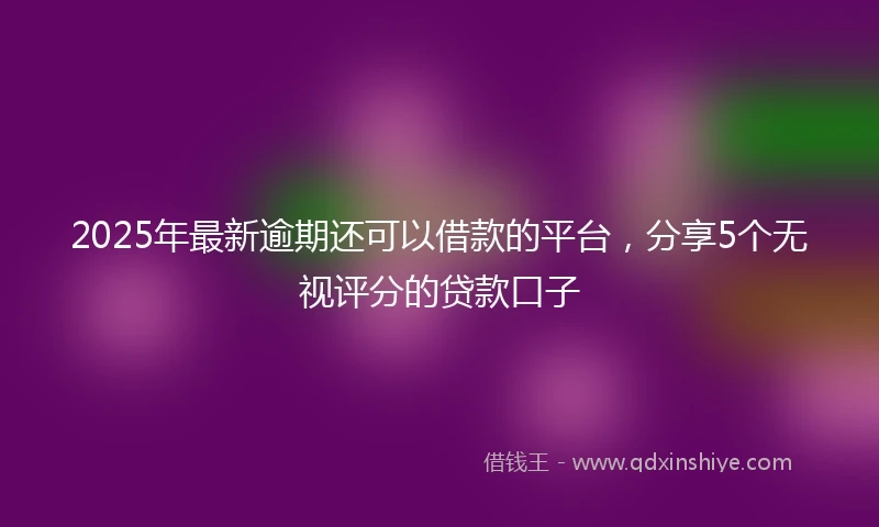 2025年最新逾期还可以借款的平台，分享5个无视评分的贷款口子
