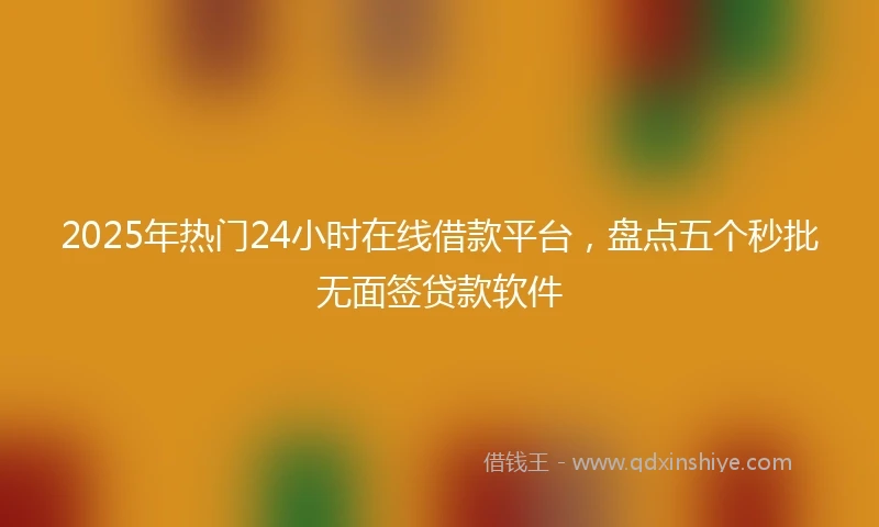 2025年热门24小时在线借款平台，盘点五个秒批无面签贷款软件