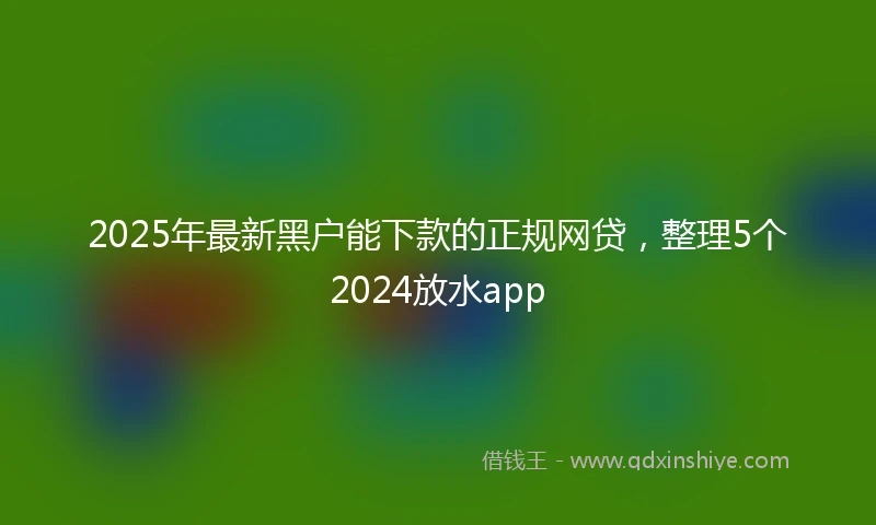 2025年最新黑户能下款的正规网贷，整理5个2024放水app