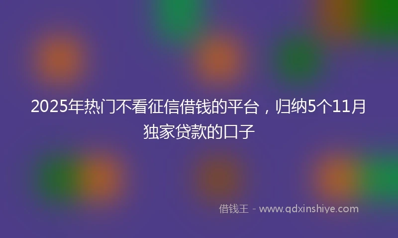 2025年热门不看征信借钱的平台，归纳5个11月独家贷款的口子