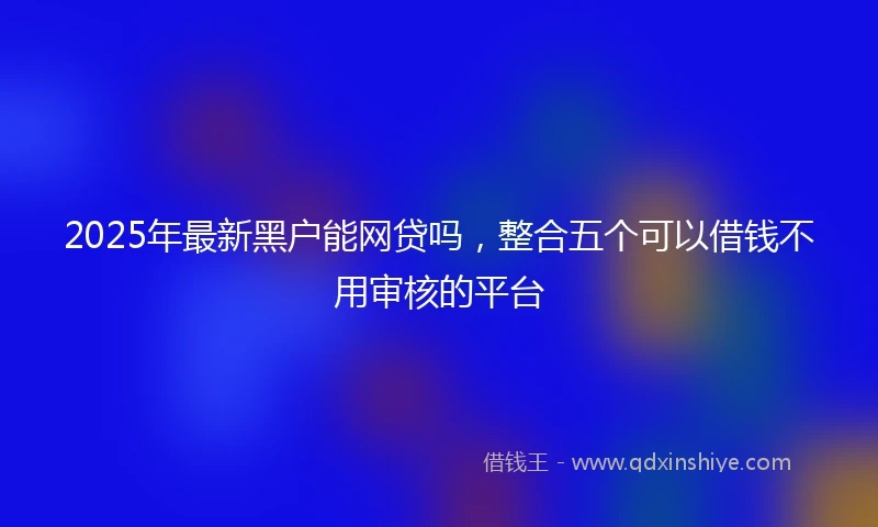 2025年最新黑户能网贷吗,整合五个可以借钱不用审核的平台