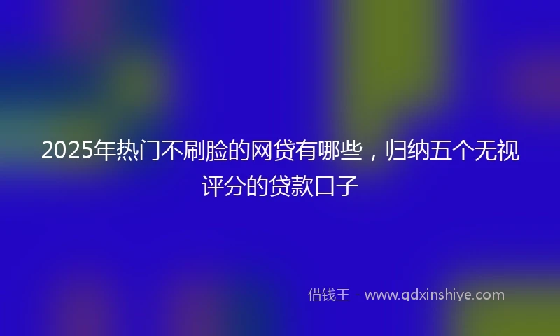 2025年热门不刷脸的网贷有哪些，归纳五个无视评分的贷款口子