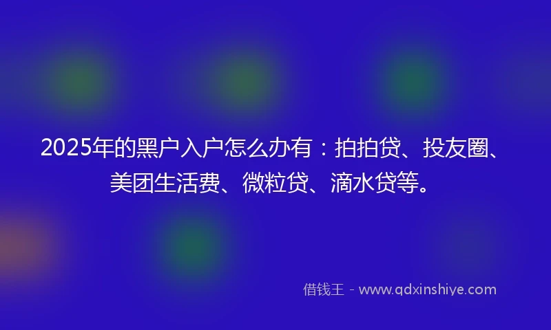 2025年的黑户入户怎么办有：拍拍贷、投友圈、美团生活费、微粒贷、滴水贷等。