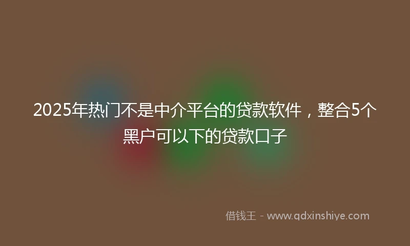 2025年热门不是中介平台的贷款软件，整合5个黑户可以下的贷款口子