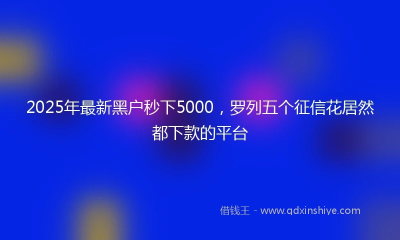 2025年最新黑户秒下5000，罗列五个征信花居然都下款的平台
