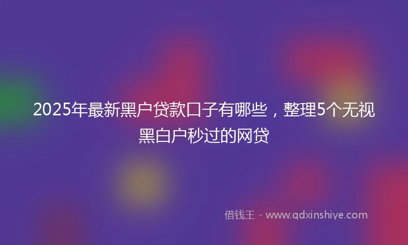 2025年最新黑户贷款口子有哪些，整理5个无视黑白户秒过的网贷
