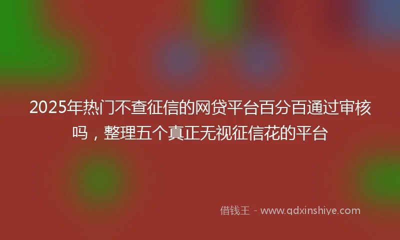 2025年热门不查征信的网贷平台百分百通过审核吗,整理五个真正无视征信花的平台