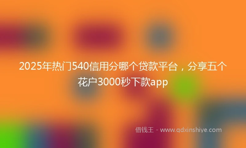 2025年热门540信用分哪个贷款平台，分享五个花户3000秒下款app