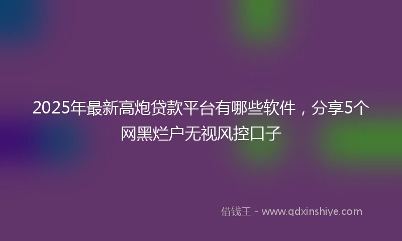 2025年最新高炮贷款平台有哪些软件，分享5个网黑烂户无视风控口子